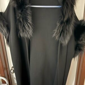 Alice + Olivia Black Vest with Faux Fur Trim